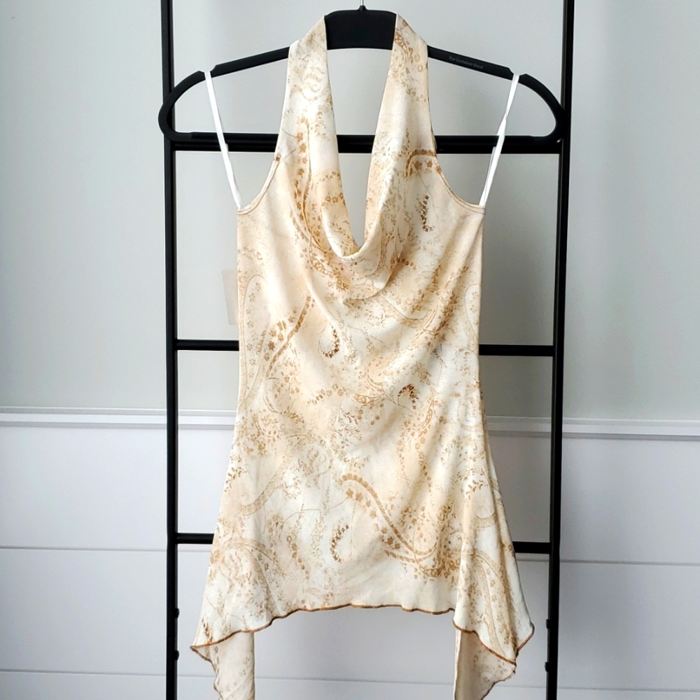 Draped Neck Semi Sheer Top